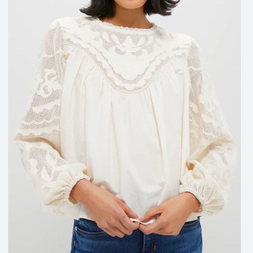 Tuckernuck ivory Patchwork embroidered Cressida Blouse…NEW